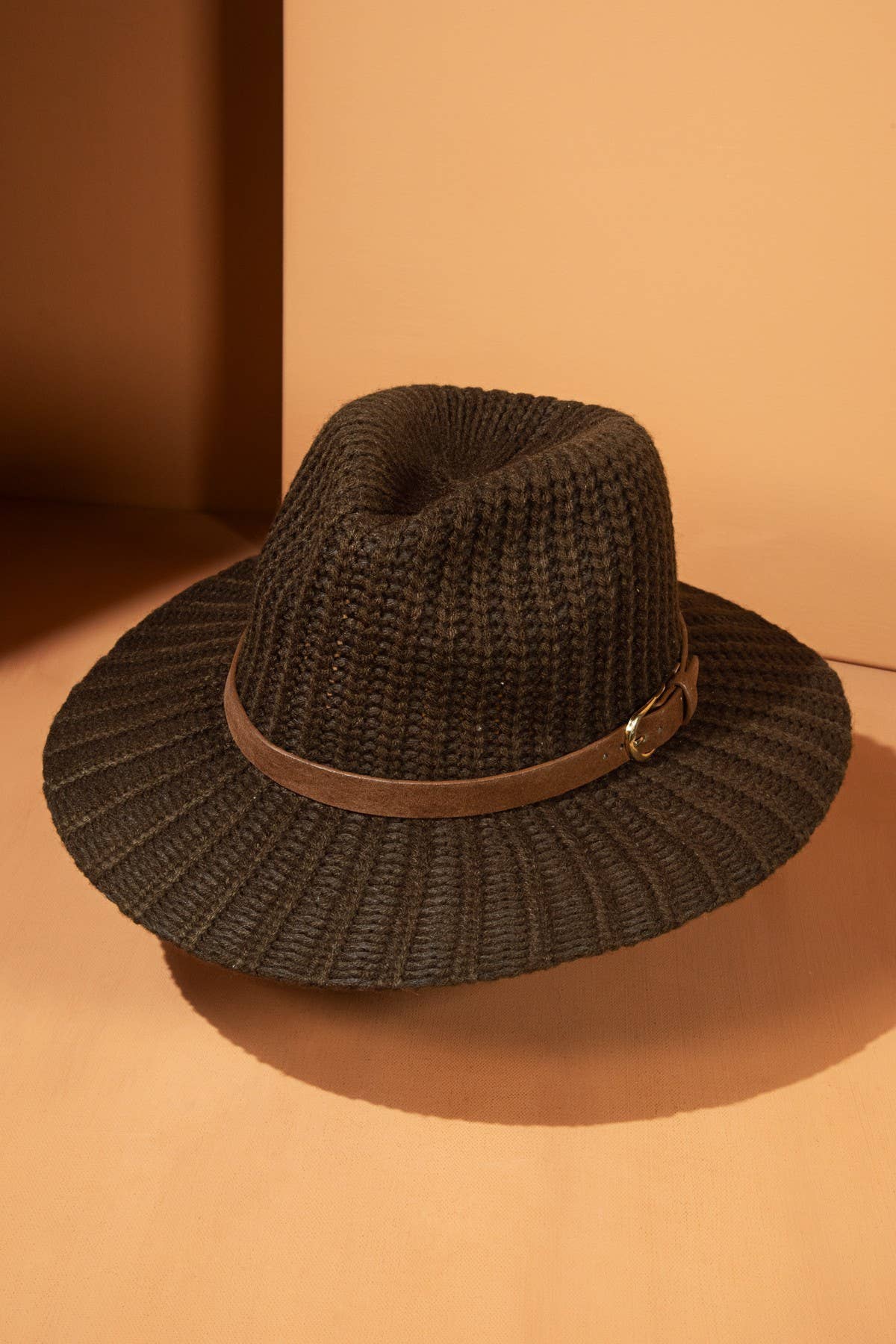 Thick Knit Panama Hat with Belt Band: IVORY