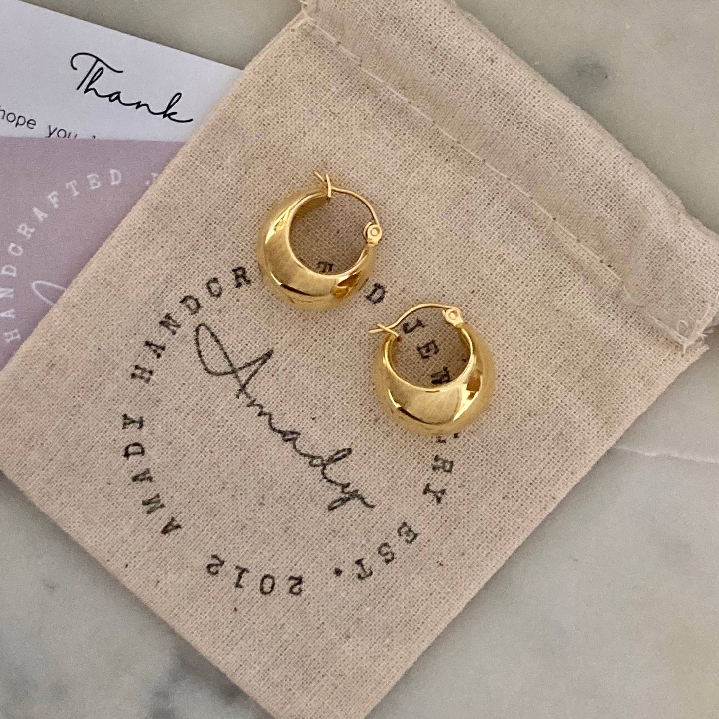 Hoop earrings 18k gold plated thick