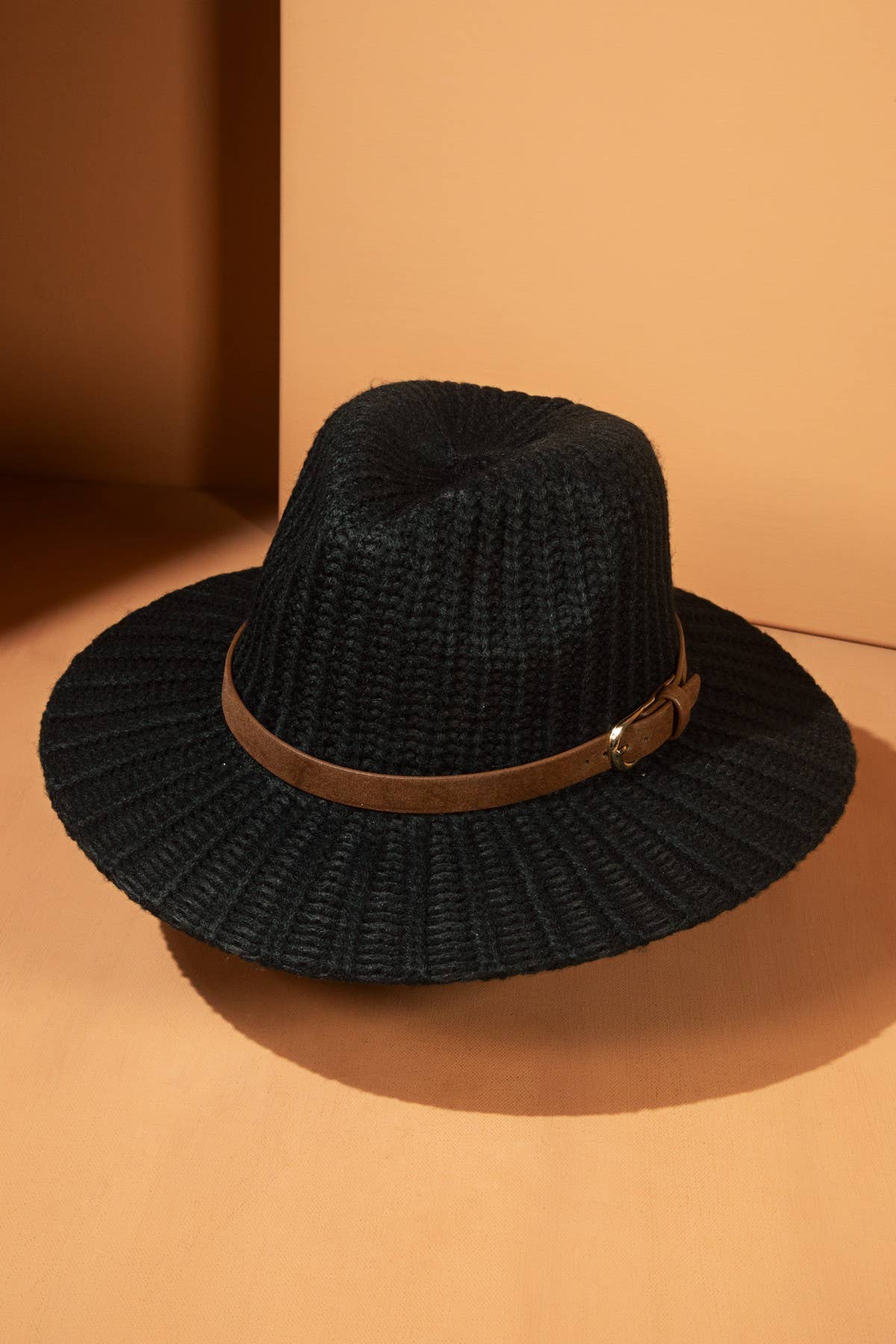 Thick Knit Panama Hat with Belt Band: IVORY