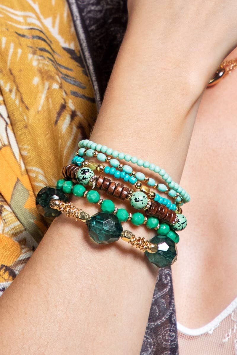 6 Layered Boho Multi Layered Bracelet: Deep Sea Blue