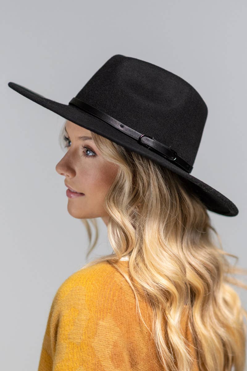 100% Wool Leather Trim Panama Hat: Pecan