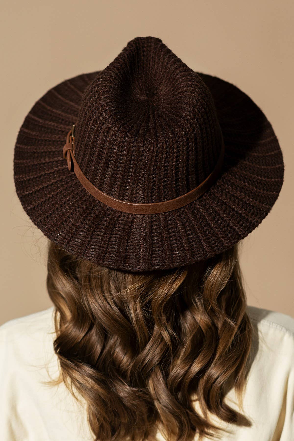 Thick Knit Panama Hat with Belt Band: NAVY