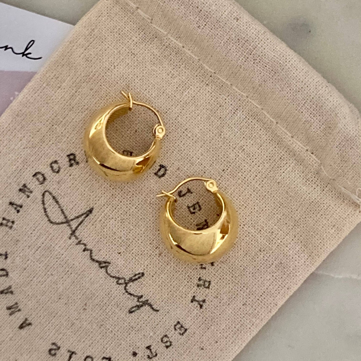 Hoop earrings 18k gold plated thick