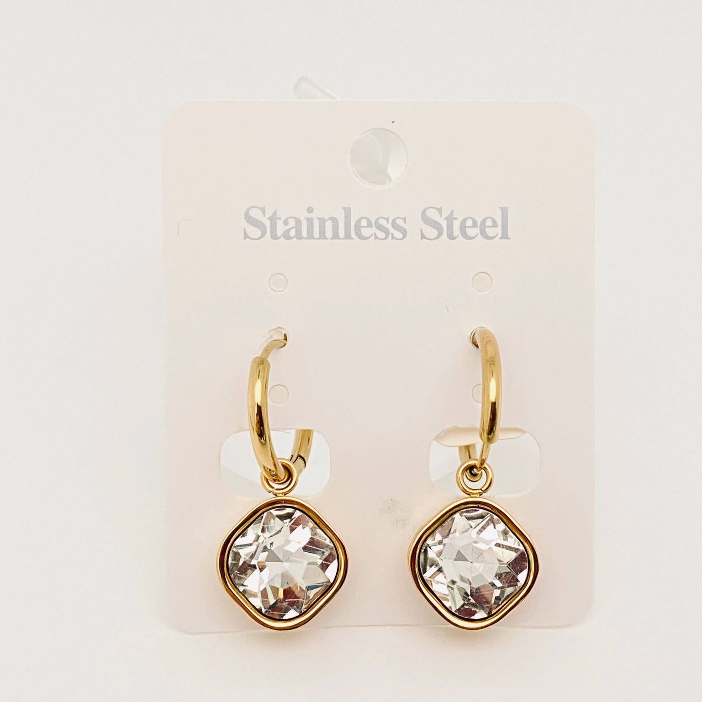 18K Gold-plated Stainless Steel Pendant Earrings: White