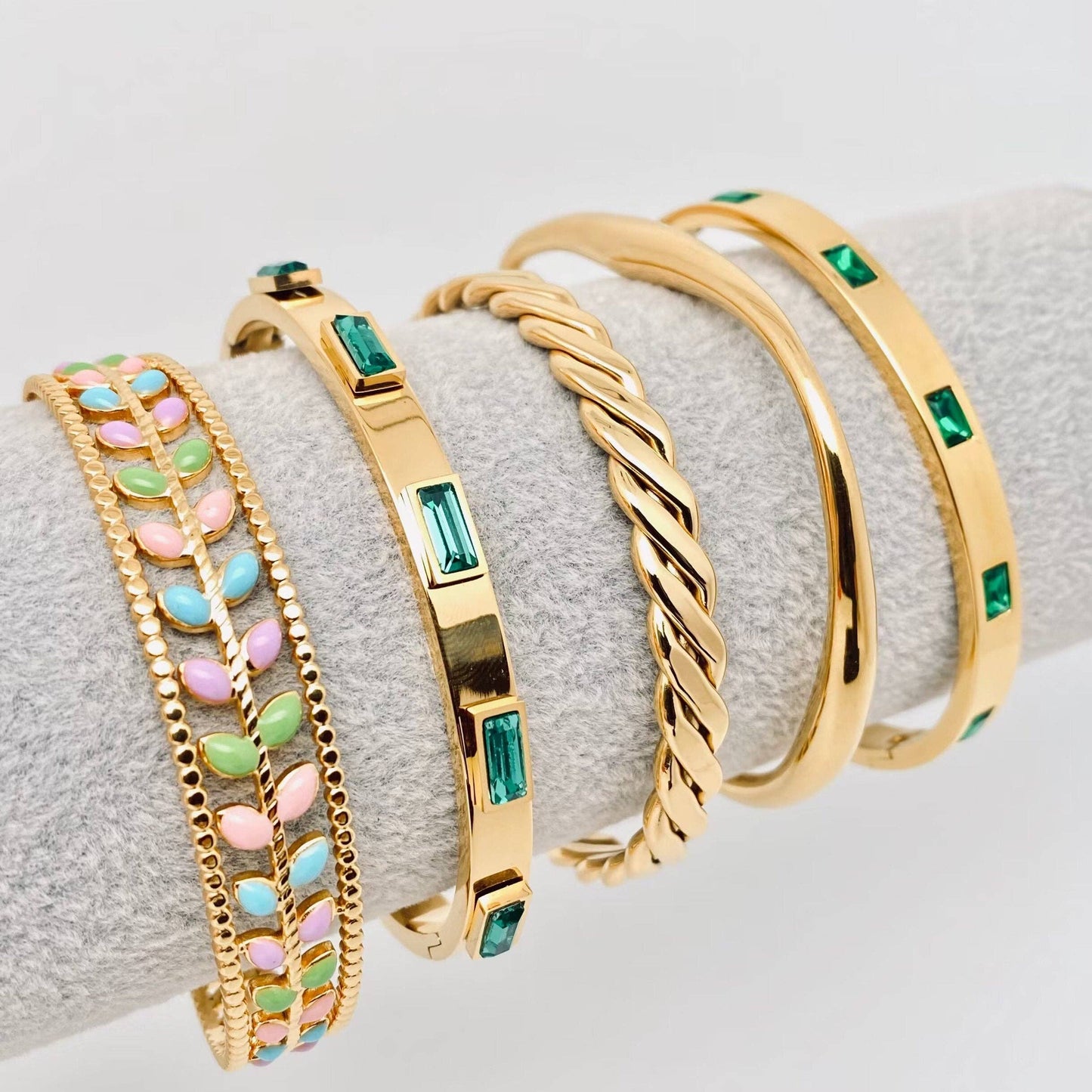 Multi Style 18K Gold Plated Stainless Steel Cuff Bangles