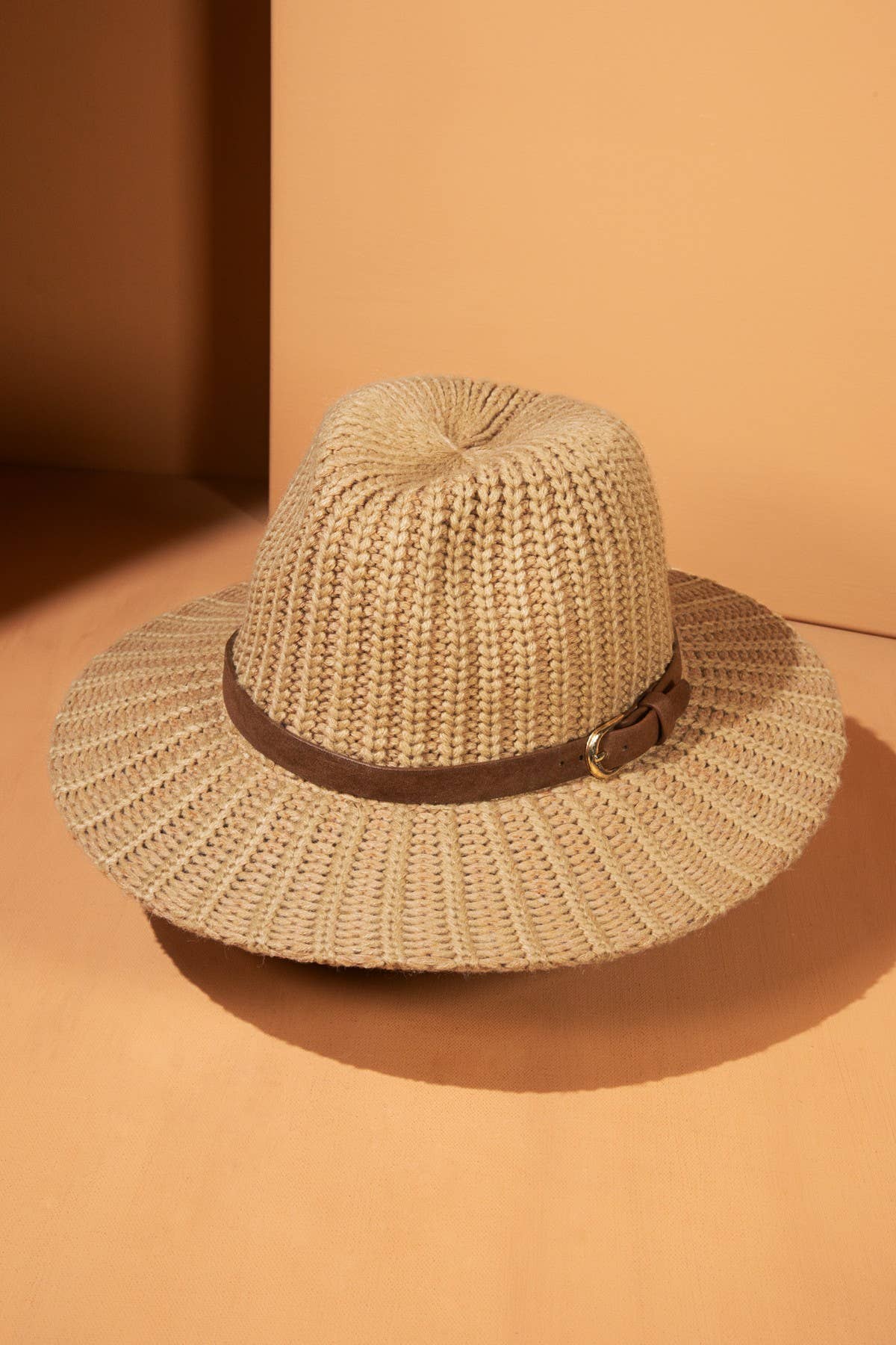 Thick Knit Panama Hat with Belt Band: IVORY