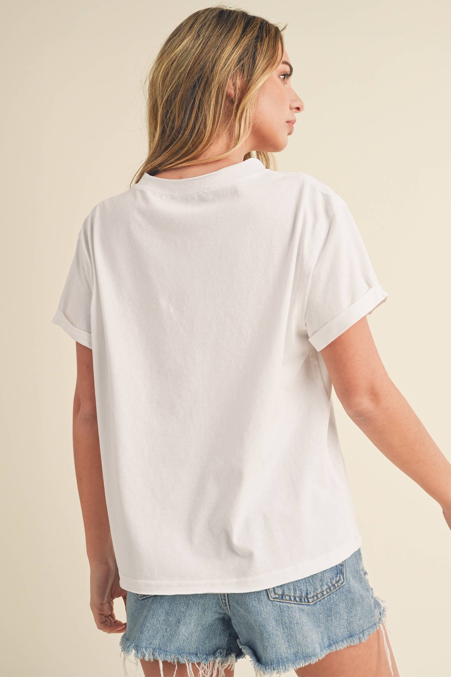 Mali Baby Tee Short Sleeve Top: White