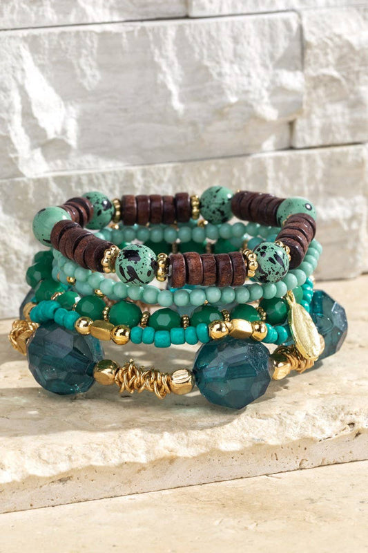 6 Layered Boho Multi Layered Bracelet: Deep Sea Blue