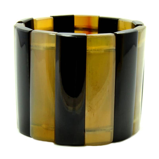 Horn Bracelet Black & Natural Horn tall slats