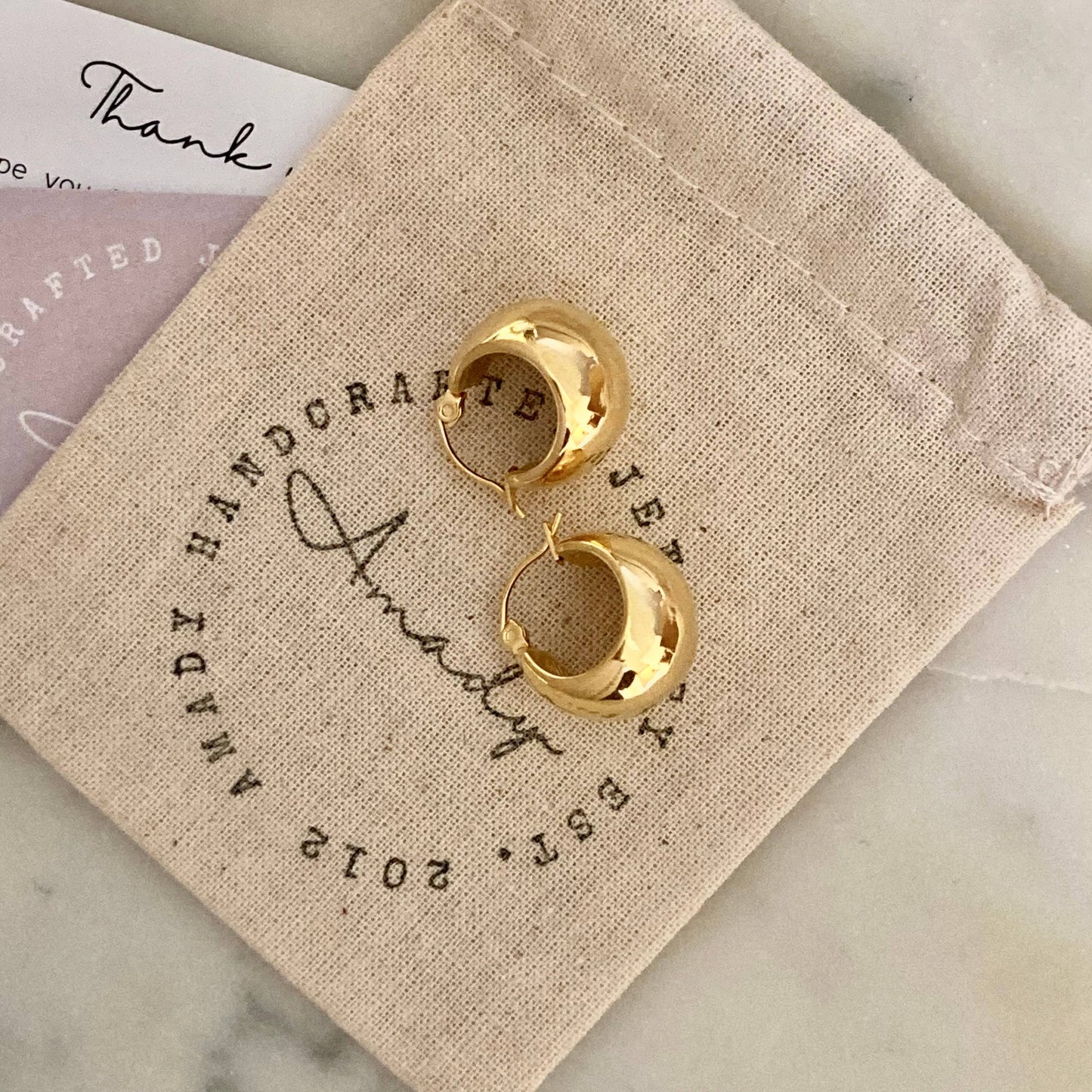 Hoop earrings 18k gold plated thick
