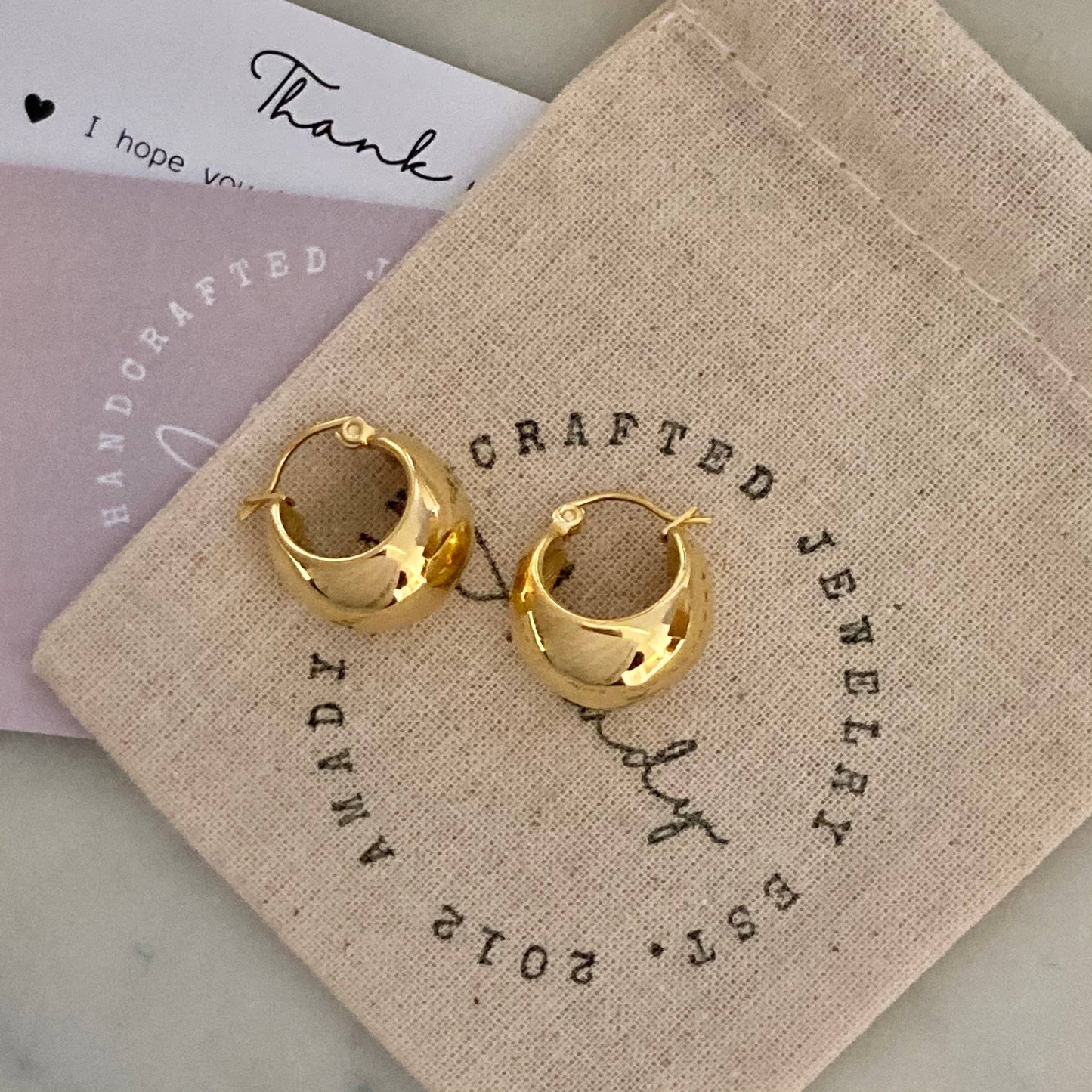 Hoop earrings 18k gold plated thick