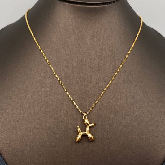Balloon Dog 18K Gold-plated Stainless Steel Necklace: Small