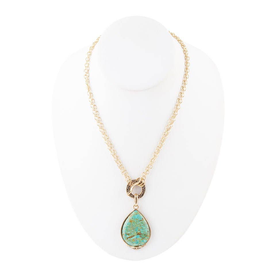 Abby Turquoise and Bronze Pendant Necklace