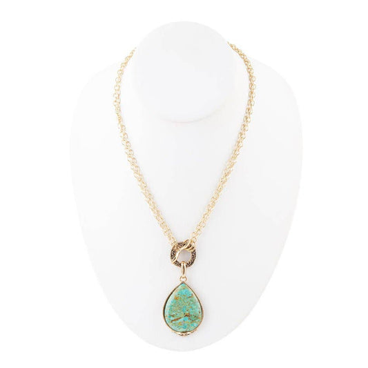 Abby Turquoise and Bronze Pendant Necklace