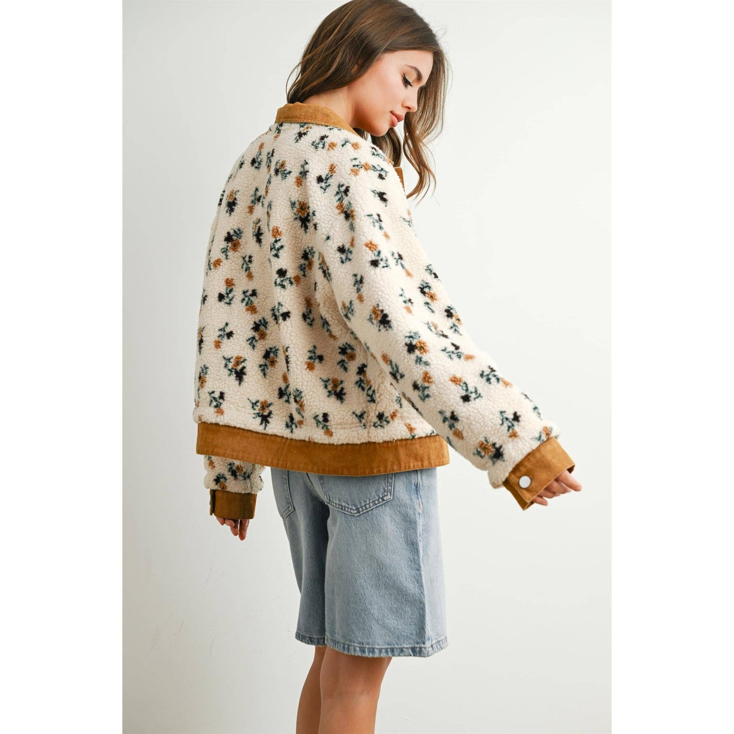 Floral  Collared Button Down Jacket