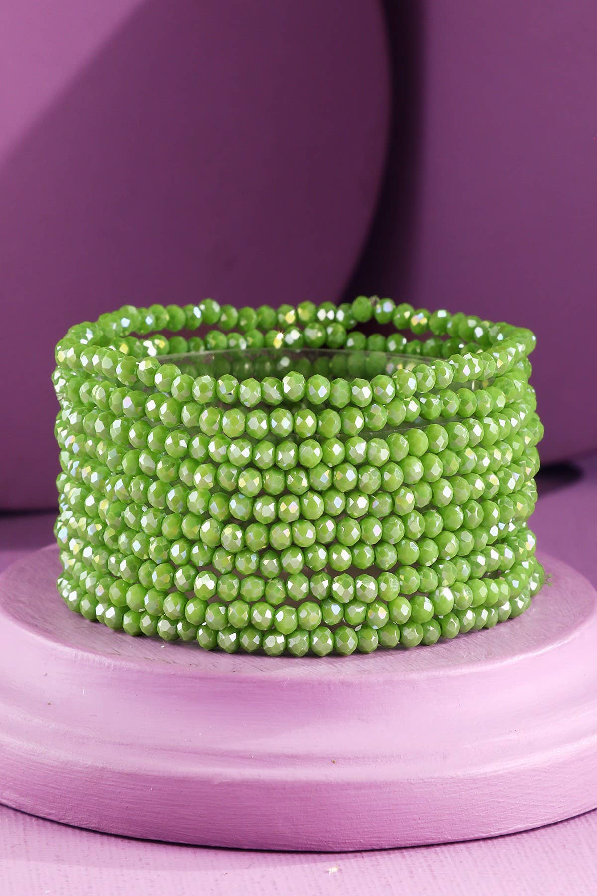 10 Piece Beaded Stackable Boho Bracelet: Mint