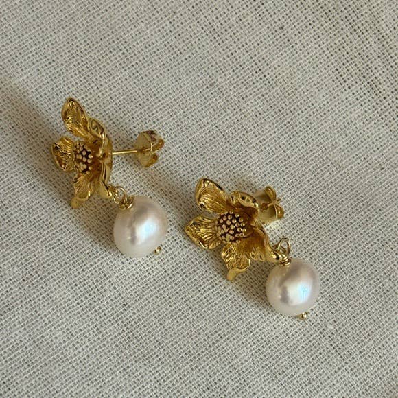 Flora Pearl Drop Earrings