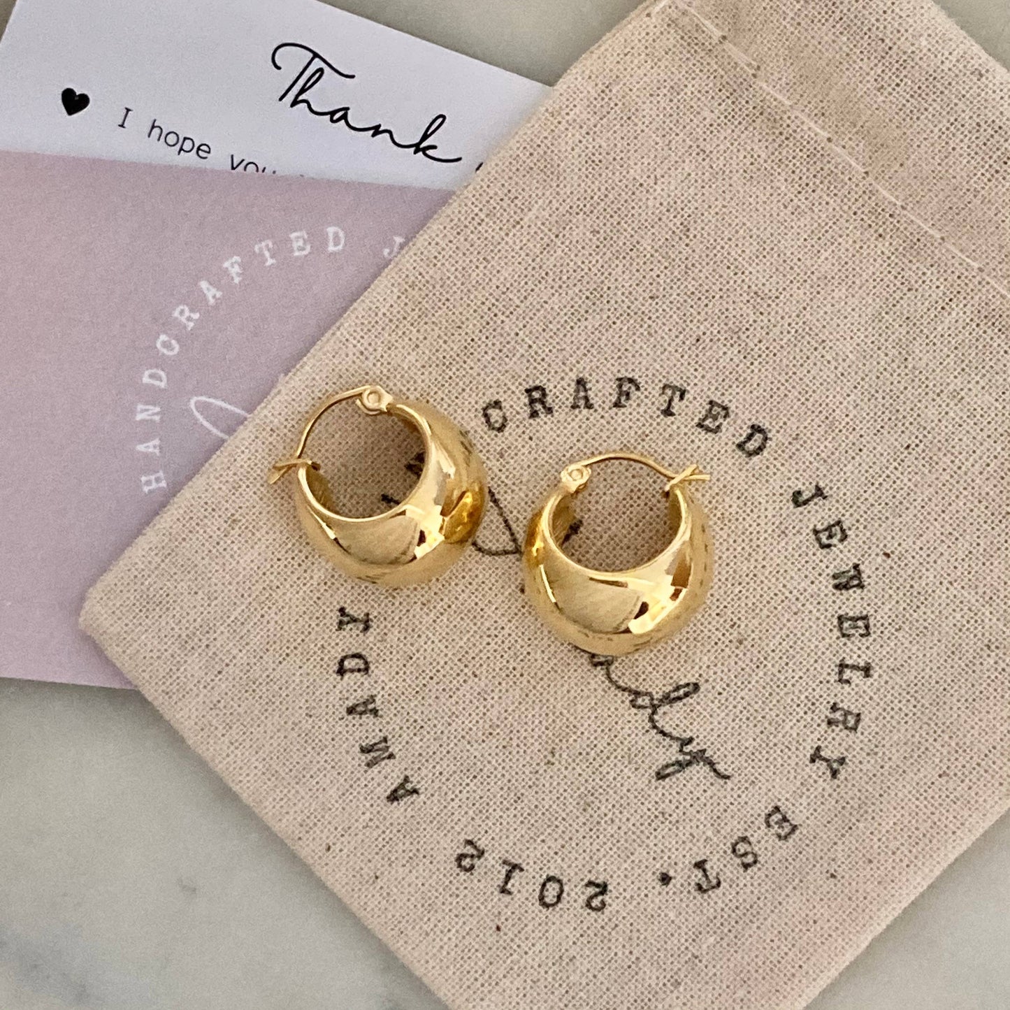 Hoop earrings 18k gold plated thick