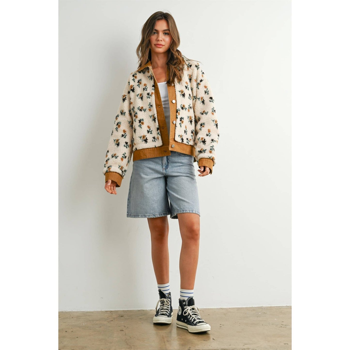 Floral  Collared Button Down Jacket