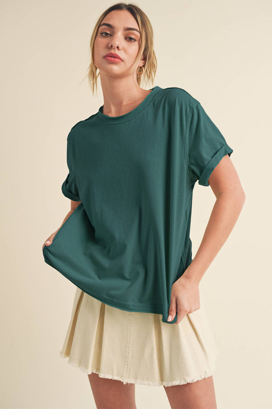 Mali Baby Tee Short Sleeve Top: Teal