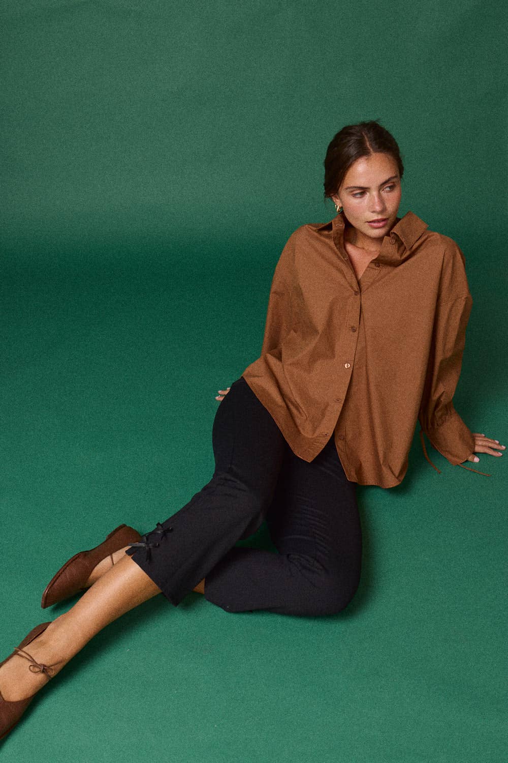 Ruched Drawstring Oversized Shirt: White