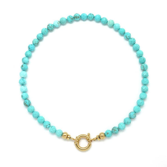 Chunky Faceted Large Turquoise Necklace