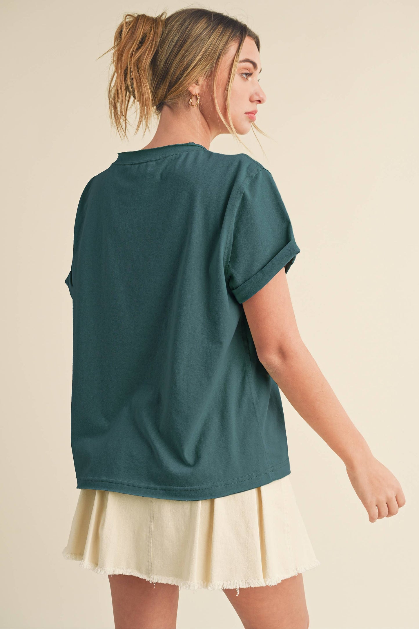 Mali Baby Tee Short Sleeve Top: Teal